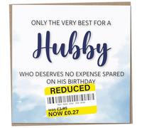Birthday Card for Hubby, Funny Hubby Birthday Card, Reduced Sticker, Humorous Greeting, Only The Very Best for my on his Celebration, Bday Gift Men, 148mm