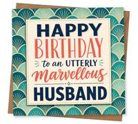 Birthday Card for Husband - Happy Birthday to an Utterly Marvellous Husband, Art Deco Style Design