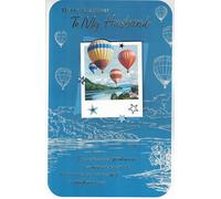 Birthday Card for Husband, Large 30 x 20 cm Romantic Hot Air Balloon Design with 8-Page Insert, Meaningful Birthday Wishes