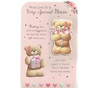 “Birthday Card for Mam - Large 12x7 Inch Luxury 8 Page Card for a Very Special Mam/Mum - Cute Teddy Bear Design - Heartfelt Birthday Message for Mother from Son or Daughter”