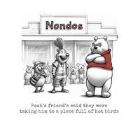 Birthday Card for Men | Dad, Son, Brother. Winnie the Pooh on his Birthday. Nandos Chicken Restaurant.