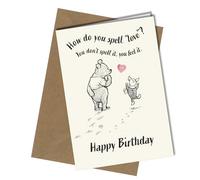 Birthday Card for Mum - Dad Pooh and Piglet How do you spell Love - for Sister - Winnie Fan - Friend - Partner 350gm Thick Card #143