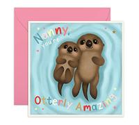 Birthday Card For Nanny - 'Nanny You’re Otterly Amazing' - Mother's Day Card for Grandma, Granny, Mimi, Nana, Gran, Old Women, Her from Grandkids - Comes With Cute Stickers
