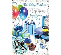 Birthday Card for Nephew, 19cm x 13cm, Printed Verse, Foil Accents