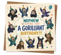 Birthday Card for Nephew, Cute Design | Blank inside for your own message; premium 360gsm card with matching envelope, designed and printed in the UK