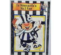 Birthday Card For Newcastle's No.1 Fan. Cartoon Character Dressed In Black & White.