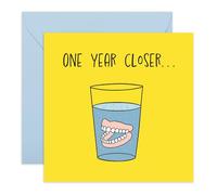 Birthday Card for Old Men Women - “One Year Closer” Dentures Design - Hilarious Card for Friends, Parents, Mum, Dad, Grandpa, grandma, Aunt, Uncle, Wife, Husband, Bestie, BFF - Comes with Stickers