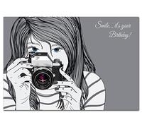 Birthday Card for Photographer - Unusual SLR Camera - Photography Enthusiasts - Perfect Cards for Men or Women - Modern Vector Art Design - Superior Printing - Premium Quality Wishes - Made in UK