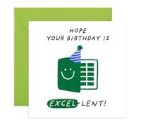 Birthday Card For Sheet Nerds - 'Hope Your Birthday Is Excel-Lent' - Gifts for Colleagues, Coworker, Brother, Friend, Officemate - Excel Pro - Comes with Fun Stickers