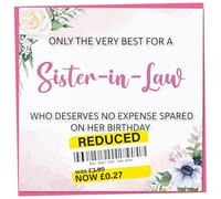 Birthday Card for Sister-in-Law, Funny Adult Female Card, Sarcastic Reduced Sticker, Humorous Unique Gift, Best Quirky Gifts, Very Special Day Joke Present for Her, Unusual Happy 30th Bday Offensive