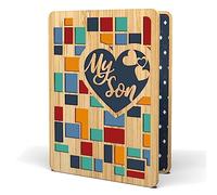 Birthday Card For Son Adult - | Made from Real Bamboo | 6" X 4.5" - 1 Pack (Envelope Included) | Laser Cut, Geometric Pattern Themed Son Birthday Cards From Mom & / Or Dad