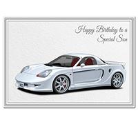 Birthday Card for Son - Classic Car Vintage - Happy Wishes for him - Cool Unique Vector Art - Special Male Greeting - Blank Inside - Unusual Sports MR2 1999 - Made in UK