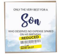 Birthday Card for Son, Funny Son Birthday Card, Reduced Sticker, Humorous Card, Only The Very Best for my Son on his Birthday, Birthday Card for Men, 148mm