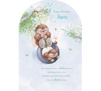 Birthday Card for Son with Cute Hedgehog Design, Sweet Message, Watercolour Illustration