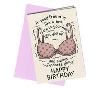 Birthday Card for Special Friend - Funny, Cute & Elegant - Good friend like bra Design - Blank Inside with Envelope - Perfect for Her, Women, Girls, Bestie, BFF, Female #1908