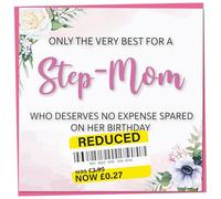 Birthday Card for Step-Mom, Funny Step-Mom Birthday Card, Reduced Sticker, Humorous Greeting, Only The Very Best for my on her Celebration, Bday Gift Women, 148mm