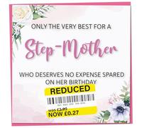 Birthday Card for Step-Mother, Funny Step-Mother Birthday Card, Reduced Sticker, Humorous Card, Only The Very Best for my Step-Mother on her Birthday, Birthday Card for Women, 148mm