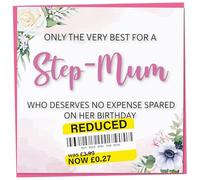 Birthday Card for Step-Mum, Funny Step-Mum Birthday Card, Reduced Sticker, Humorous Greeting, Only The Very Best for my on her Celebration, Bday Gift Women, 148mm