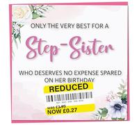 Birthday Card for Step-Sister, Funny Step-Sister Birthday Card, Reduced Sticker, Humorous Greeting, Only The Very Best for my on her Celebration, Bday Gift Women, 148mm