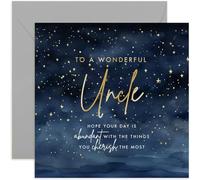 Birthday Card for Uncle - Wonderful Stars Design - Male Birthday Card for Men Adult - Gold Foil Star Sky Design - Special Birthday Card for Him from Family | Blank Inside Envelope
