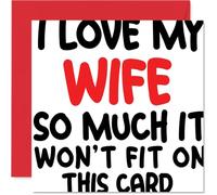 Birthday Card for Wife - Big Love in Bold Letters - Playful Red and Black Design with Witty Message, Anniversary - 145mm Square, Envelope Included