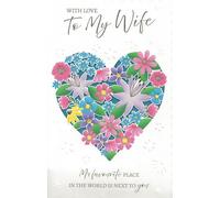 Birthday Card for Wife - Large Luxury 8-Page Greeting Card with Floral Heart Design - Romantic “To My Wife” Message - Special Keepsake for Wife’s Birthday
