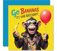 Birthday Card for Women and Men, Monkey Go Bananas It's Your Birthday