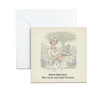 Birthday Card for Women - Funny Vintage Design with Cake & Keep Calm Quote - Happy Celebration Greeting for Friend Mum Sister Her - Retro Humour Gifts for Baker
