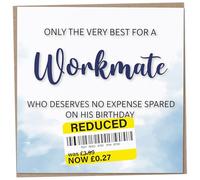Birthday Card for Workmate, Funny Adult Male Card, Sarcastic Reduced Sticker, Humorous Office Gift, Quirky Old Mens Gifts, Very Special Day Joke Present for Him, Unusual Happy 40th Bday Offensive