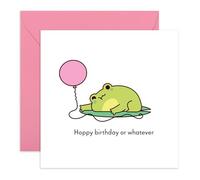Birthday Card Frog on Lilypad - 'Hoppy Birthday Or Whatever' - Gifts for Sister, Brother, Bestie, BFF, Friend, Cousin - Whichever - Comes with Fun Stickers
