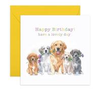 Birthday Card from the Dogs - Have a lovely day - Gifts for Pet Lovers, Fur Mama or Dad, Friends, Aunt, Uncle, Him, Her, Neighbours, Colleagues - Cute Dog Breeds with Flowers -Comes with Stickers