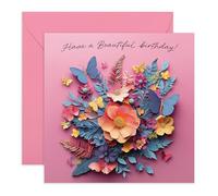 Birthday Card Full Of Flowers - 'Beautiful Floral Birthday' - Gifts for Women, Ladies, Besties, BFF, Best Friends, Colleagues, Girlfriend - Blooming - Comes with Fun Stickers