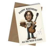 Birthday Card - Funny “All You Need Is Cake” Greeting with Reproduction Printed Autograph | Retro Beatles Music Collectible for Men and Women No1954