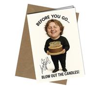 Birthday Card - Funny Caricature with Reproduction Printed Autograph | Pop Music Memorabilia, Unique Birthday Present for Capaldi Fans and Collectors No1968