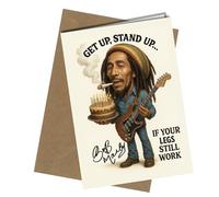 Birthday Card - Funny Caricature with Reproduction Printed Autograph | Reggae Music Memorabilia, Unique Present for Marley Fans and Collectors No1953