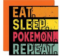 Birthday Card Funny for Her or Him - Eat, Sleep, Cartoon Game, Repeat - Happy Birthday Cards for Anime Monster Lovers Gifts, 145mm Greeting Cards All Occasions Kids or Adult