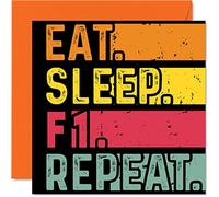 Birthday Card Funny for Her or Him, Eat, Sleep, F1, Repeat