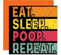Birthday Card Funny for Her or Him, Eat, Sleep, Poop, Repeat