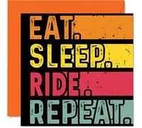 Birthday Card Funny for Her or Him - Eat, Sleep, Ride, Repeat - Happy Birthday Cards for Bike Cycle Horse Riding Lovers Gifts, 145mm Greeting Cards All Occasions Kids or Adult