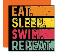 Birthday Card Funny for Her or Him, Eat, Sleep, Swim, Repeat
