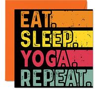 Birthday Card Funny for Her or Him - Eat, Sleep, Yoga, Repeat - Happy Birthday Cards for Meditate Asanas Meditation Lovers Gifts, 145mm Greeting Cards All Occasions Kids or Adult