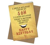 BIRTHDAY CARD Funny Rude I smile because you're my Son #979