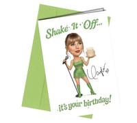 Birthday Card - Funny “Shake It Off It’s Your Birthday” Greeting with Reproduction Printed Autograph | Retro Pop Music Collectible for Men and Women No1965