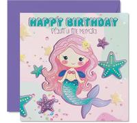 Birthday Card Girl - Beautiful Little Mermaid - Happy Birthday Card for Girl, Kids Children's Cards, 145mm Bday Greeting