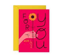 Birthday Card Giving A Flower - 'For You Flower Love' - Gifts for Him, Her, Family, Relatives, Colleagues - Sunflower - Comes with Fun Stickers