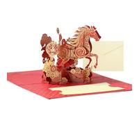 Birthday Card - Greeting Card 2026, ŢCard e Golden Horse 3D For Chinese New Year | Commemorative Card Đe Vintage Folding Paper | Collectible Gift For Decoration N