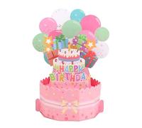 Birthday Card Happy Birthday 3D Pop Up Greeting Card Birthday Gifts with Note and Envelope for Wife Husband Mother Father Women Men Sister Friends (General pink)