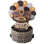 Birthday Card Happy Birthday 3D Pop Up Greeting Card Birthdays Gifts with Note and Envelope for Wife Husband Mother Father Women Men Sister Friends (General Black)