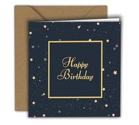 Birthday Card Heavenly Starry Night - Happy Birthday | Folded Card (15x15 cm) - with Kraft Envelope - Blank Inside