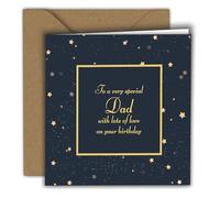 Birthday Card Heavenly Starry Night - To a very special Dad | Folded Card (15x15 cm) - with Kraft Envelope - Blank Inside